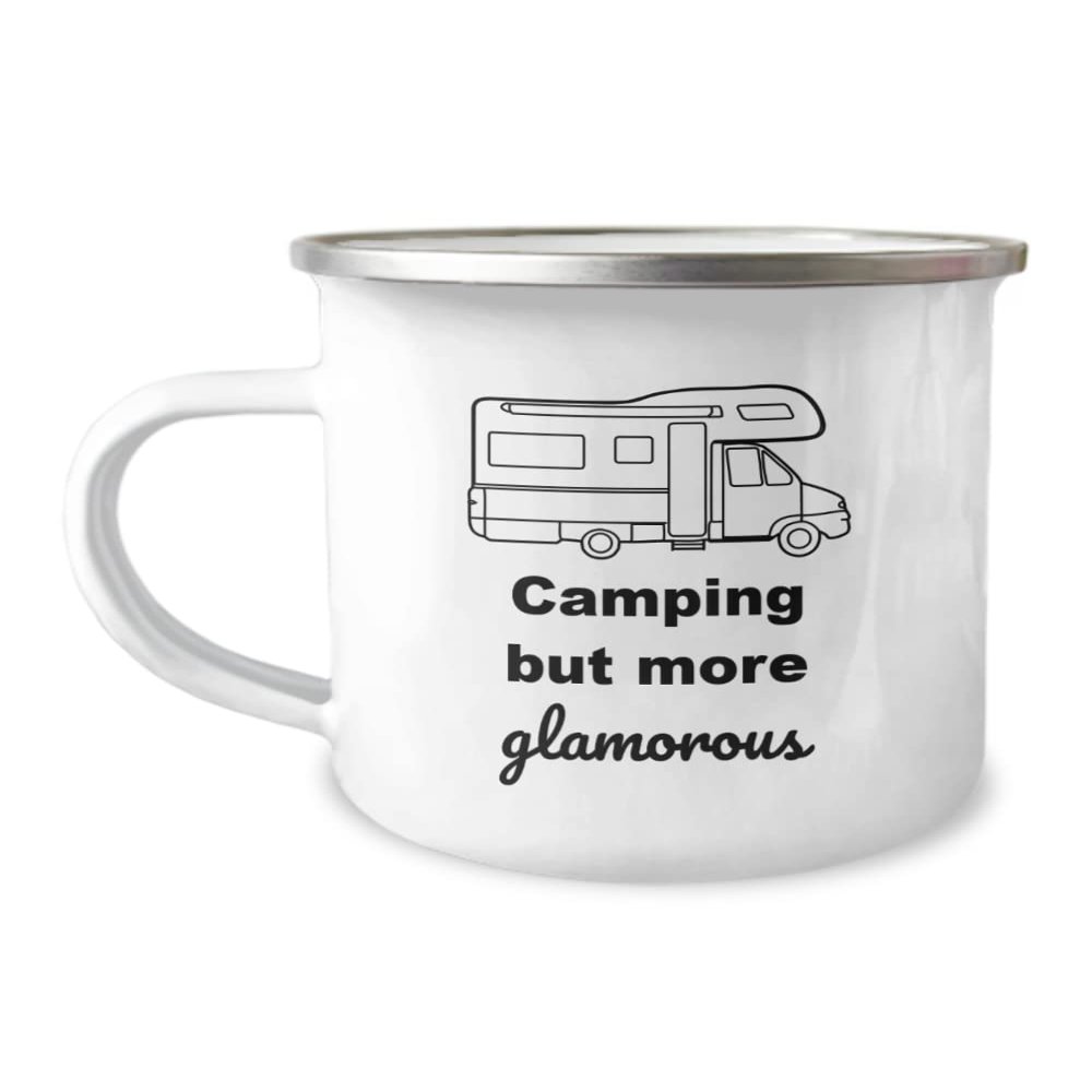 Enamel Camping Mug Funny Glamping Camp Style Mug