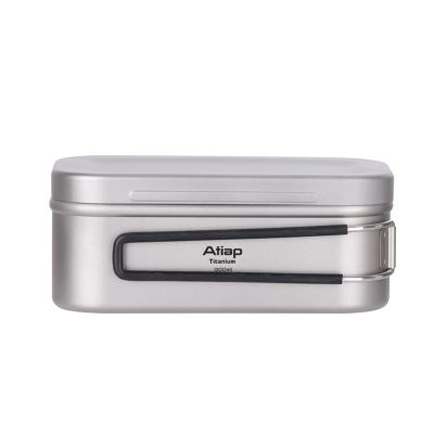 ATiAP Titanium Bento Lunch Box Set Mess Kit with Lid Handle Bag 1200ML 800ML with Airtight Lid Seal and Cover Foldable Handle