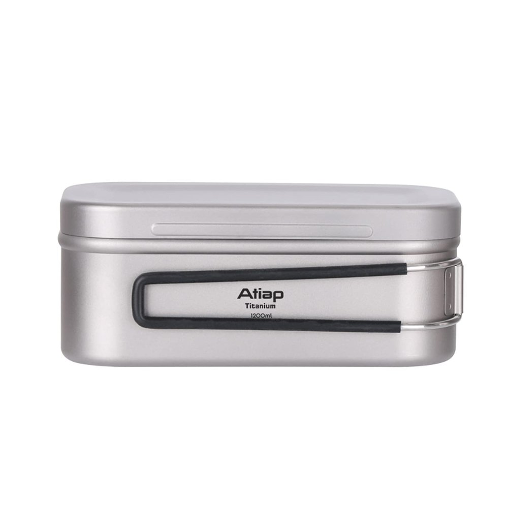 ATiAP Titanium Bento Lunch Box Set Mess Kit with Lid Handle Bag 1200ML 800ML with Airtight Lid Seal and Cover Foldable Handle