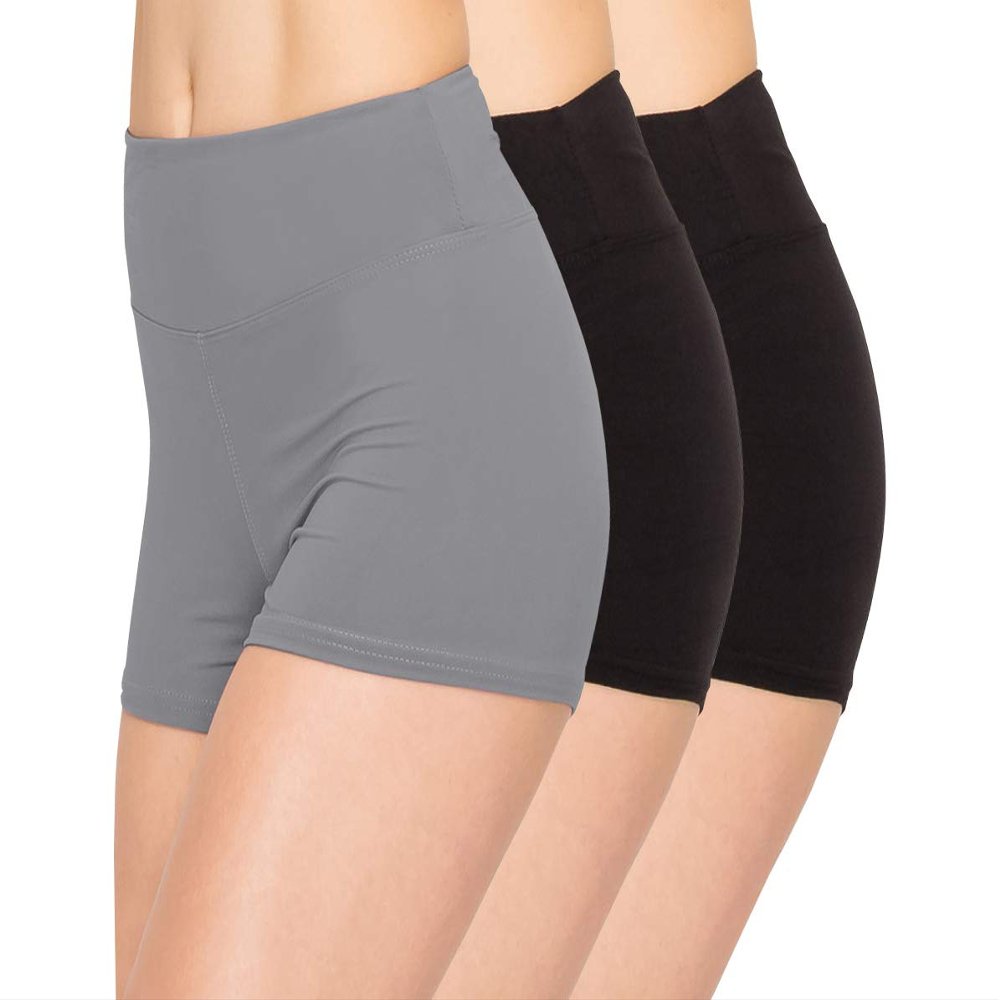 ALWAYS Women Boyshort Underwear Panties - Soft Stretch Boxer Brief Yoga Shorts 3 Pack Black Gray 2X Large