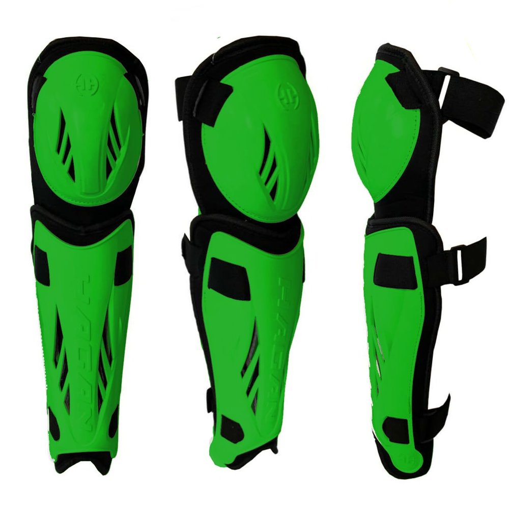Hagan Hockey H-5.0 Shin Pad Adjustable Gear for Enhanced Agility and Durable Protection in DEK Street and Ball Hockey Indoor Outdoor Play - Green: Senior 14-16"