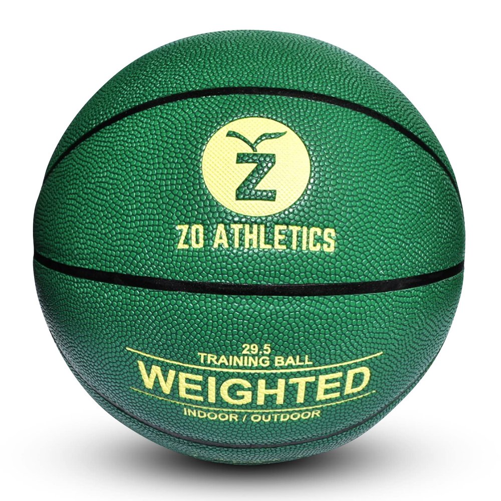 Zo Athletics Weighted Basketball - Workout Included on The 3lb Heavy Basketball for Training and Dribbling Drills - Training Equipment for Teen Boys and Girls (Green)