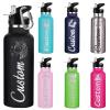 Personalized Water Bottles Bulk for Kids Women Men Engraved Name Text,Custom Insulated Water Bottle with Straw - 26oz/12oz view 1