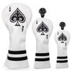 Barudan Golf 3pcs Ace of Spade Driver, Fairway Wood & Hybrid Head Covers - White (PU) Leather view 1