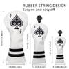 Barudan Golf 3pcs Ace of Spade Driver, Fairway Wood & Hybrid Head Covers - White (PU) Leather view 4