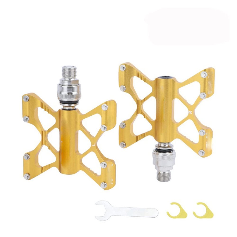 XIWALAI Quick Release Pedals Widening Anti-Slip Ultra Light Aluminum Alloy DU Sealed Bearings Folding Bicycle Pedals MTB Bicycle Parts (Color : Gold one Pair)