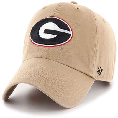 47 Georgia Bulldogs Hat (UGA Bulldogs) Clean Up Adjustable Cap, Khaki/Beige, One Size
