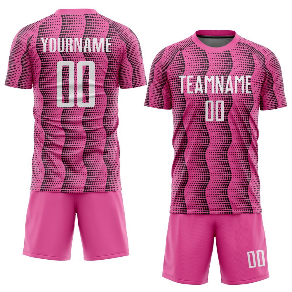 Custom Soccer Jersey Uniform for Men Women Boy Personalized Shirt and Shorts with Pocket Pink