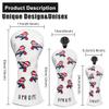 Golf Wood Head Covers Driver Cover 3 Wood Headcover Hybrid Head Covers Embroidery White USA American Flag Birdie Design Golf Club Headcovers Leather Hand-Made Wood Head Cover for All Golf Clubs view 3