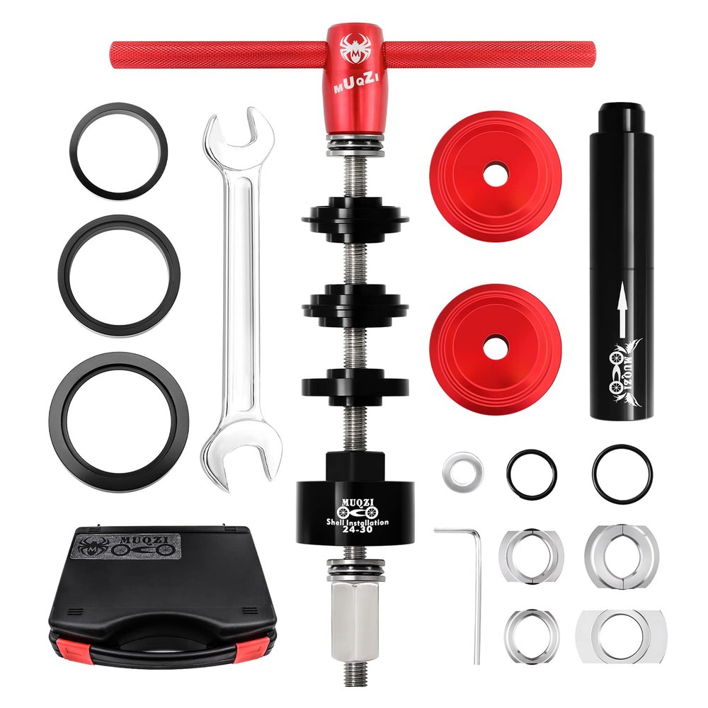 MUQZI Bottom Bracket Bearing Install Removal and Headset Press-in Tool MTB Road Bike Multifunction Tools Kit for BB86 BB30 BB92 PF30, Red