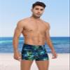K898 Men's Square Leg Swimming Jammer Shorts UPF50+,Men Swimsuit Swim Jammers Fabric Shape Retention (Blue Wavy Green,M) view 2