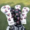 Golf Head Covers Driver Cover 3 Wood Headcover Hybrid Head Covers Embroidery USA American Flag Birdie Design Golf Club Headcovers Leather Wood Head Cover (3pcs(DR+FW+UT)-Black) view 2