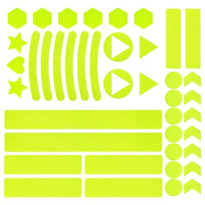 41PCS Reflective Stickers for Helmet Bicycle,Reflective Strip Stickers,Night Safety Stickers for Bicycle Motorcycle Decoration(Yellow)