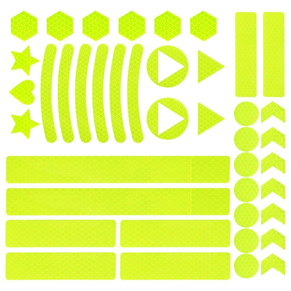 41PCS Reflective Stickers for Helmet Bicycle,Reflective Strip Stickers,Night Safety Stickers for Bicycle Motorcycle Decoration(Yellow)