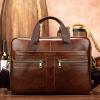 Business [men's briefcase] men's real-leather bag portfolio 14-inch computer bag men's portable one-shoulder men view 2