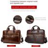 Business [men's briefcase] men's real-leather bag portfolio 14-inch computer bag men's portable one-shoulder men view 4