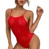 Manyakai Women Spaghetti Straps Swimwear Sexy Backless One Piece Bathing Suits See Through Monokini Red One Size view 1