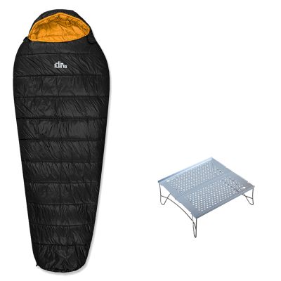 iClimb 1 Solo Mini Folding Table and 1 3M Thinsulate Insulation Sleeping Bag Bundle, Ultralight Compact for Adults Backpacking Camping Hiking Motorcycling Outdoor