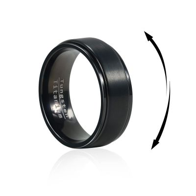 TGNEL 8mm Black Mens Fidget Ring Anxiety Ring Pure Titanium Tungsten Spinner Rings for Men Women, Basic Plain Matte Brushed Finish Wedding Engagement Ring Comfort fit Size 12.5