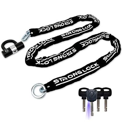 AKM Motorcycle Lock 8.2ft/250cmx10mm Thick Anti-Theft Heavy Duty Chain Locks with 4 Keys Security 16mm U Lock Disc Lock,Super Long Durable Bike Chain Lock for Motorcycles,Containers,Trailers