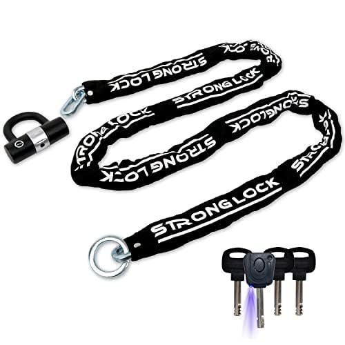 AKM Motorcycle Lock 8.2ft/250cmx10mm Thick Anti-Theft Heavy Duty Chain Locks with 4 Keys Security 16mm U Lock Disc Lock,Super Long Durable Bike Chain Lock for Motorcycles,Containers,Trailers