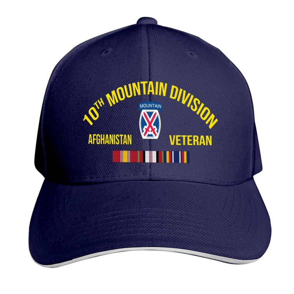 10th Mountain Division Afghanistan Veteran Baseball Cap Sandwich Caps Adjustable Dad Hat Cap Navy