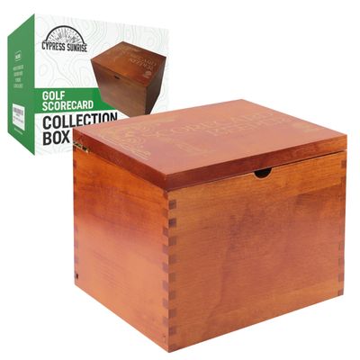 Golf Scorecard Keeper - Storage Box Organizer for Scorecards Photos and Accessories | Comes with 10 Dividers and 2 Score Logs - Display Golf Score Card Collection Neatly - Great Gift for Golfers