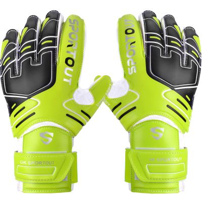 Sportout Youth&Adult Goalie Goalkeeper Gloves,Strong Grip for The Toughest Saves, with Finger Spines to Give Splendid Protection to Prevent Injuries,3 Colors (Green, 5)