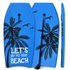 Goplus Bodyboard for Beach, 33/37/41 Inches Lightweight Body Board w/ Wrist Leash, EPS Core, XPE Deck, HDPE Slick Bottom, Surfboard for Kids Teens Adults Surfing (Blue Coconut Palm, 37 inch) view 1