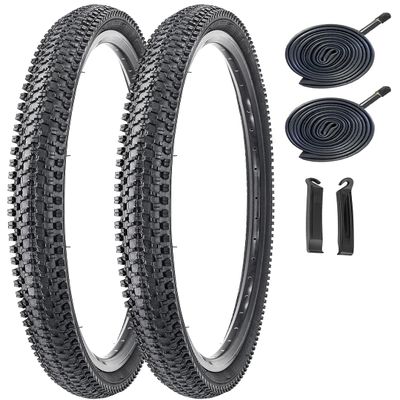 2 Pack Bike Tire 26 X 1.95 Inch Folding Replacement Bike Tire with Tire Levers Foldable Bead Wire Bicycle Tire for Mountain Bike (26 X 1.95 2 Tires 2 Tubes)