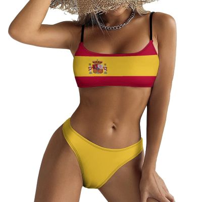 Adugen Origei Spain Flag Summer Fashion Bikini Swimwear Swimming Pool XL