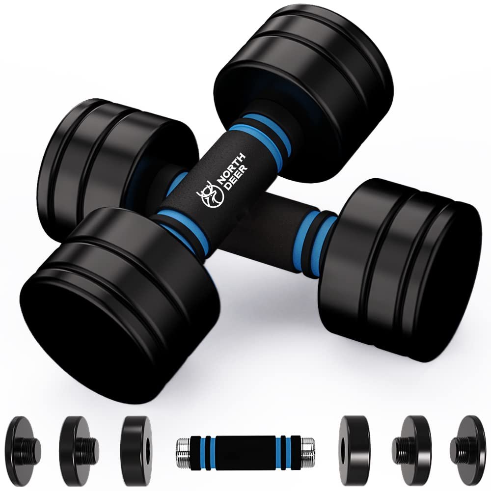 Northdeer Hand Weights Set 5lbs Pair (3lbs/4lbs/5lbs) Adjustable Black Coated Weight Set with Foam Handles Home Exercise Gym Workout for Women, Youth (5lbs2)