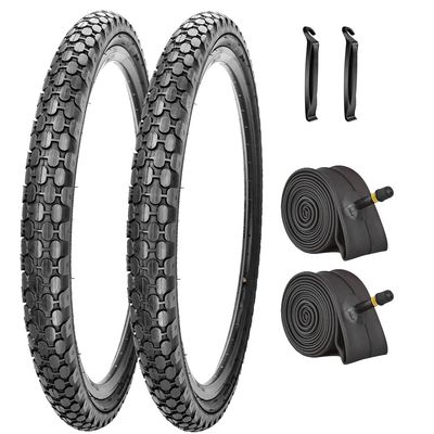 2 Pack Bike Tires,24"x2.125" Cruiser Tires,Replacement Bicycle Tire, Black Side Wall Beach Tires with Tubes and Levers,
