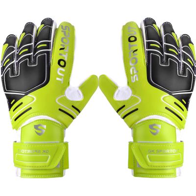 Sportout Youth&Adult Goalie Goalkeeper Gloves,Strong Grip for The Toughest Saves, with Finger Spines to Give Splendid Protection to Prevent Injuries,3 Colors (Green, 6)