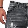 Maiyifu-GJ Men's Skinny Ripped Stretch Jeans Destroyed Distressed Tapered Leg Denim Pants Holes Slim Fit Biker Jean Trousers (Grey,Small) view 3