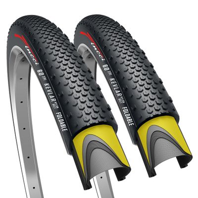 Fincci 700 x 38c Tires, 40-622, 1mm Antipuncture Protection, Tough & Durable Nylon Rubber, Kevlar Bead, Set of 2 Compatible with Gravel, Cyclocross, MTB, Hybrid & Electric Bikes