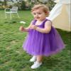 AGQT Toddler Girls Tulle Dress Sleeveless Kids Princess Birthday Tutu Dresses Party Layered Dress Purple Size 3-4T view 2