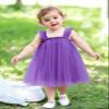 AGQT Toddler Girls Tulle Dress Sleeveless Kids Princess Birthday Tutu Dresses Party Layered Dress Purple Size 3-4T view 3