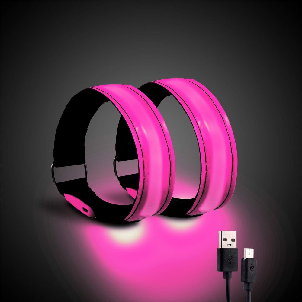 OMKHE Rechargeable LED Armband for Running(2 Pack), Light Up LED Armband, High Visibility Reflective Running Gear for Night Safety, Running Lights for Running Walking Cycling