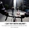 Cat Bike Bell Accessories, Resin Handlebars with Propeller Helmet, Mount Cat Figurine for Girls Boy, Bicycle Motorcycle Car Decoration Dashboard Ornament view 3