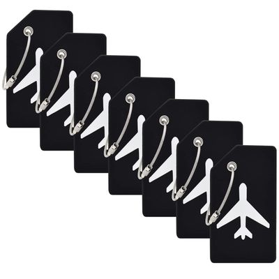 7 Pack Silicone Luggage Tag Baggage Handbag Travel Bag Tags with Name ID Card Perfect to Quickly Spot Luggage Suitcases (Black)