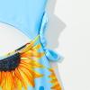 Kaerm Kids Girls Waist Cut Out Flower Pattern Swimwear Tie Side Slim Fit Surfing Bodysuit Sky Blue 9-10 Years view 2
