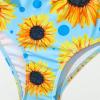 Kaerm Kids Girls Waist Cut Out Flower Pattern Swimwear Tie Side Slim Fit Surfing Bodysuit Sky Blue 9-10 Years view 3