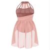 easyforever Lyrical Dance Costume for Women Contemporary Sleeveless Mesh Color Block Ballet Leotard Dress Apricot Medium view 4