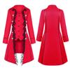 XUNRYAN Women Steampunk Trench Coats Medieval Renaissance Victorian Vampire Gothic Long Winter Jacket Halloween Costume Red view 2