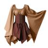 Women Halloween Elf Plus Size Renaissance Dress with Corset Victorian Traditional Irish Dress Medieval Costume Khaki view 1