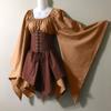 Women Halloween Elf Plus Size Renaissance Dress with Corset Victorian Traditional Irish Dress Medieval Costume Khaki view 3