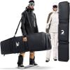DASHINGNOAH Waterproof Ski Bag with Wheels, Double Rolling Snowboard Bag for Air Travel Extendable From 165CM-177CM, with 3 Padded Outside Compartment Storage Helmet, Boots, Goggles, Jackets view 1
