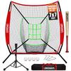 7'x7' Portable Baseball Net Set - Batting, Hitting & Pitching Practice Net with Tee, Bat, Balls, Strike Zone, Carrying Bag, for All Skills view 1