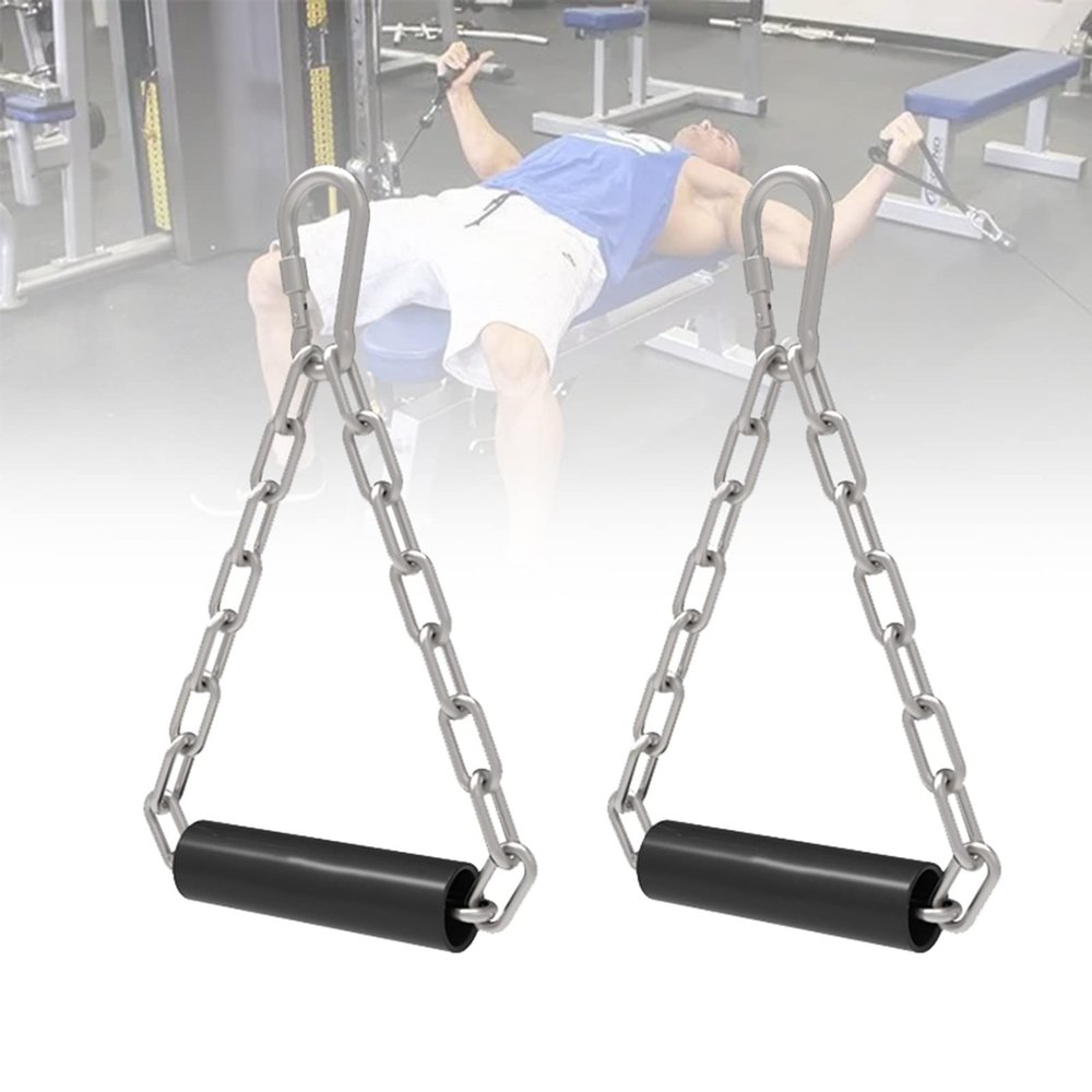 DYK&NX Cable Pulley Attachments, Pull Down Bar Strength Training D Handle, Cable Machine Accessories for Strength Training Workouts Multi-Gym Home-Gym